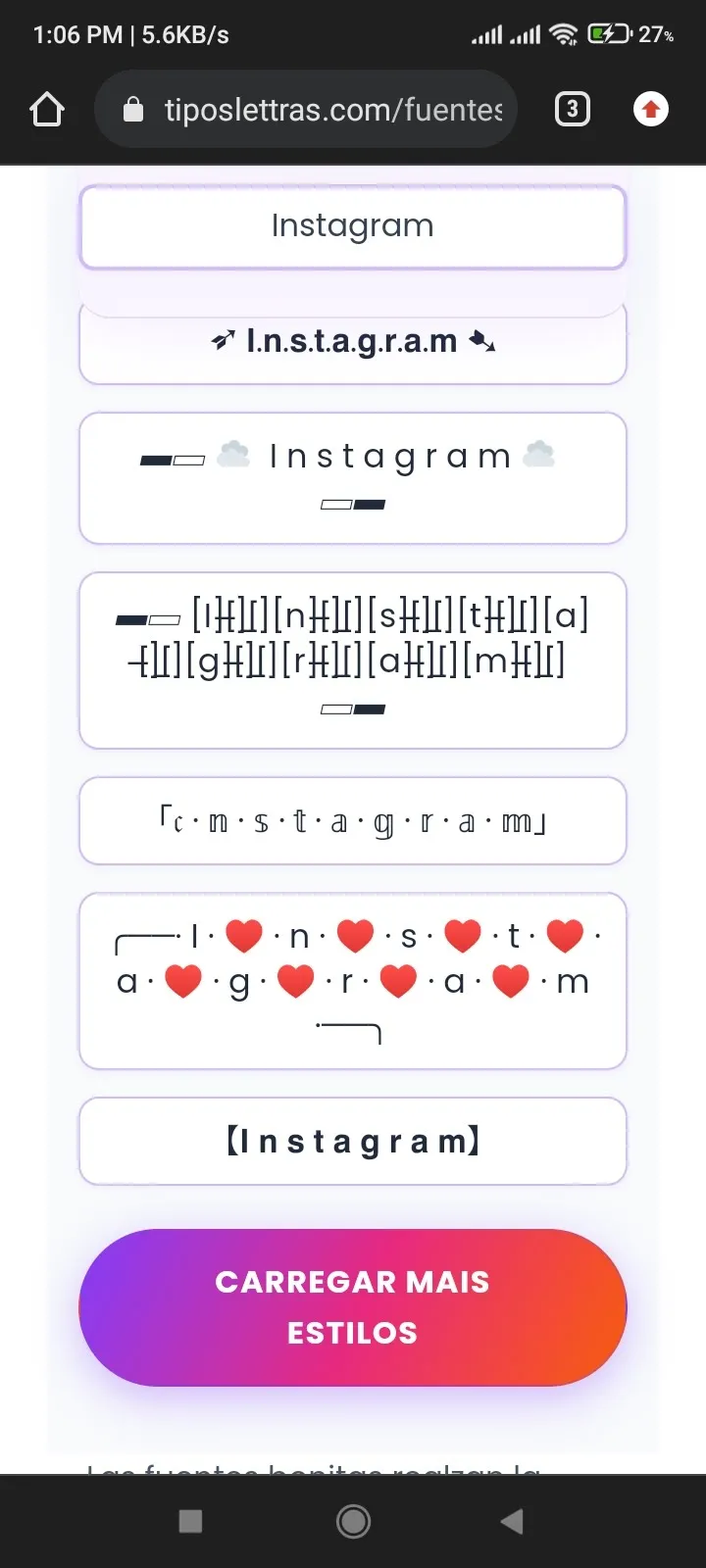 Biografía de Instagram con letras bonitas y fuentes personalizadas en el perfil