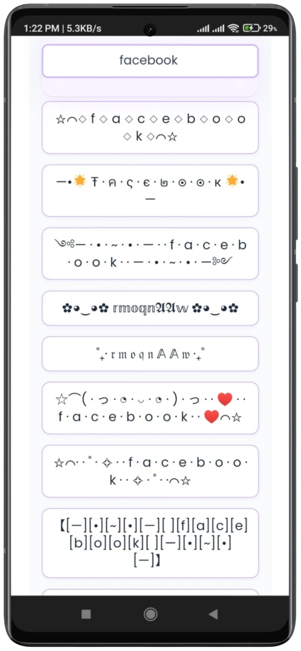 Vistas previas de estilos Unicode para letras bonitas en Facebook: negrita, cursiva, gótica y más