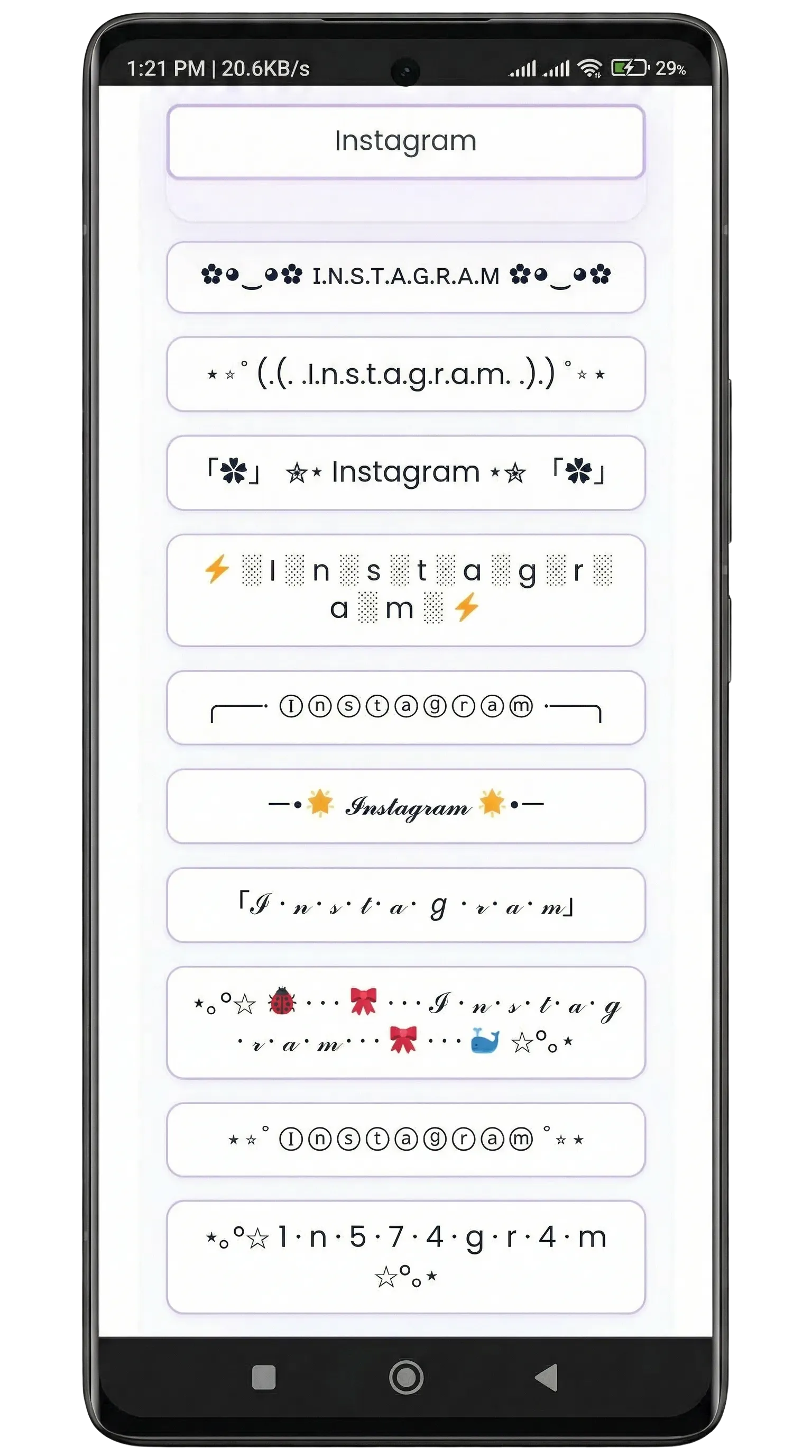 Escribir texto en el generador de letras para Instagram antes de aplicar fuentes bonitas