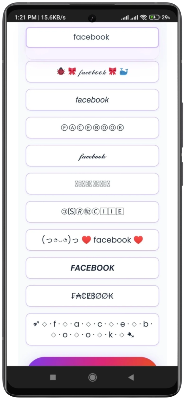 Escribir texto en el cuadro del generador de letras para Facebook con vista previa en tiempo real
